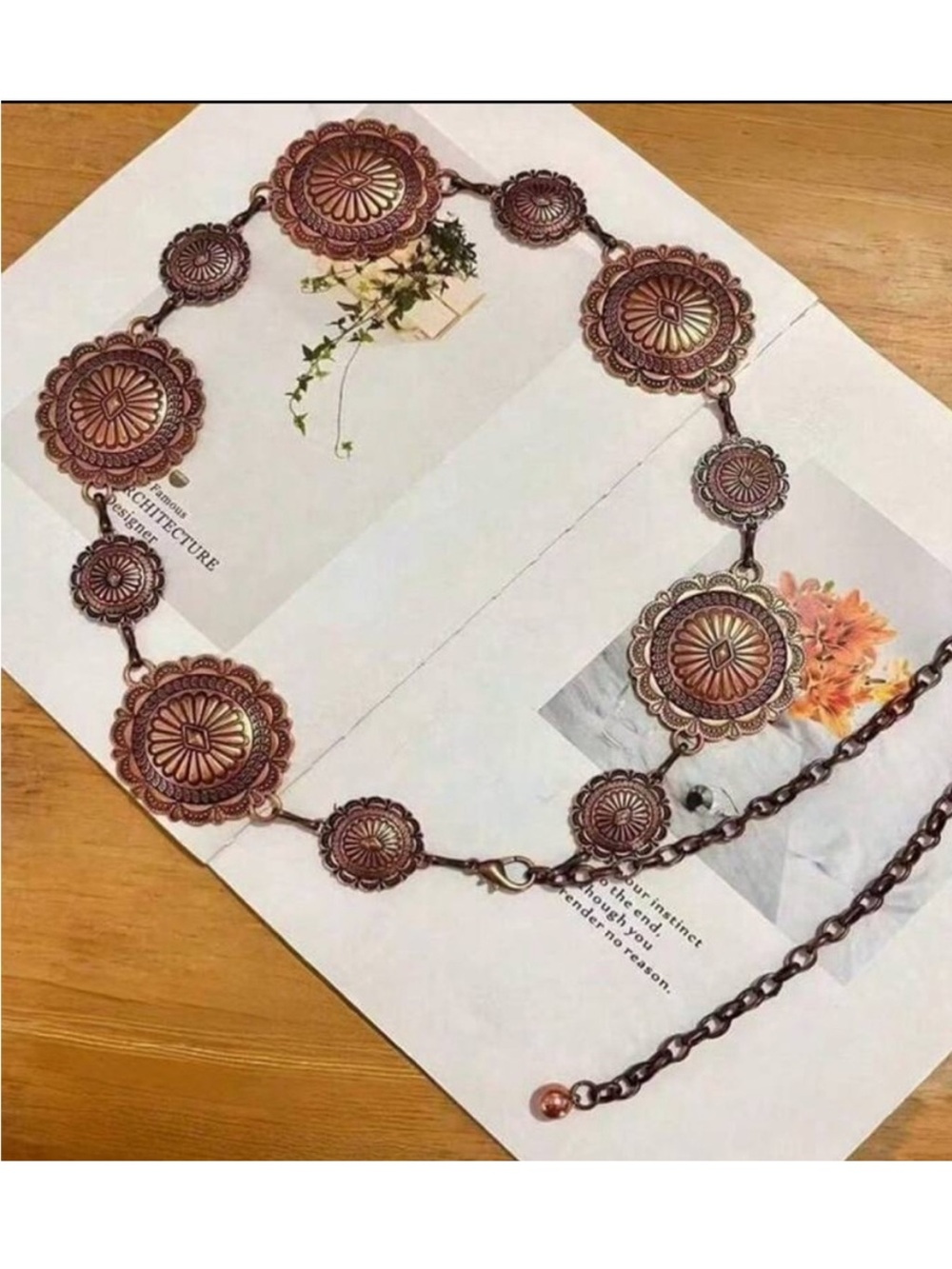 Vintage Bronze Boho Concho Chain Belt NEW 🏷️